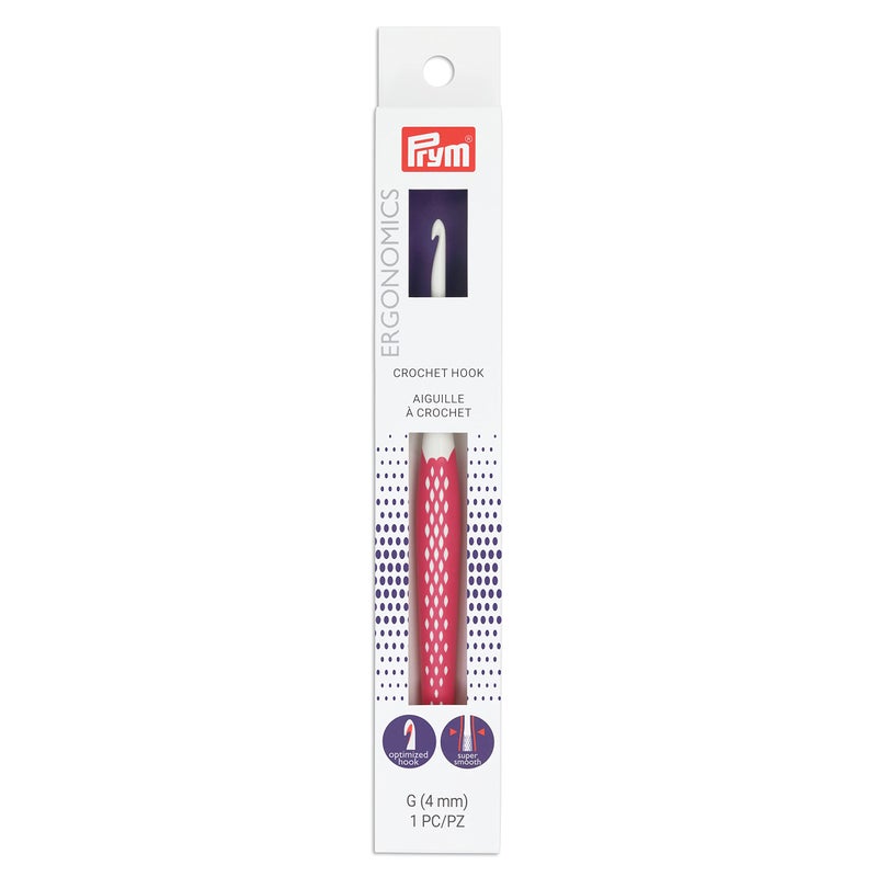 Prym Crochet Hook G, Size G6/4mm, Rubber handle - Image 1